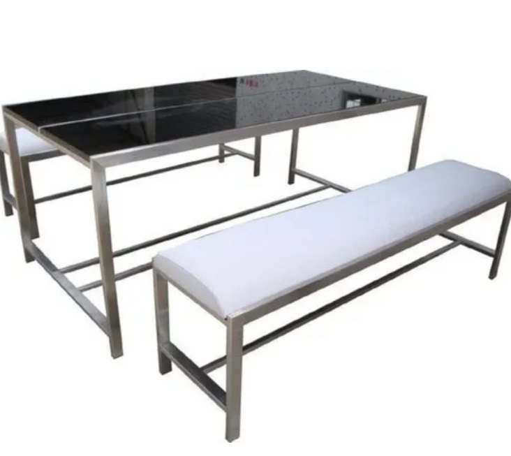 Stainless Steel Table With Bench